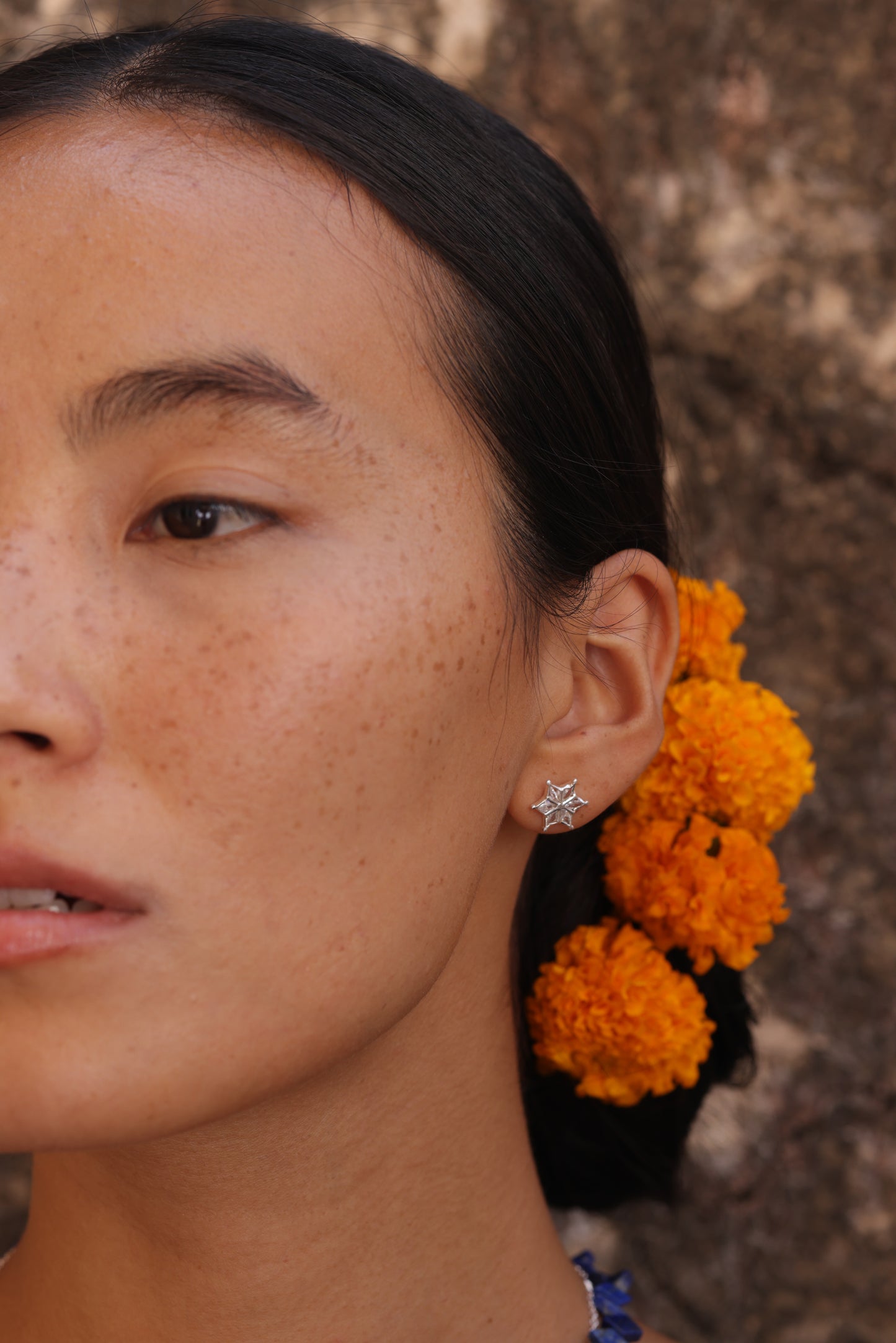 Quartz Star Stud Earrings